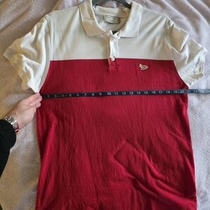 MAISON KITSUNE Red and White Polo Shirt